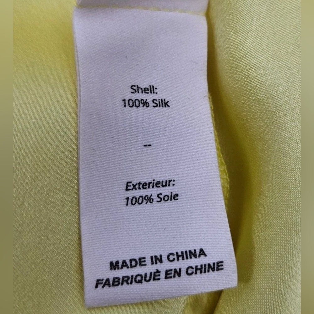 NWT Cinq à Sept 100% Silk Ruffle Peplum Top – XS (Yellow) - Picture 3 of 5
